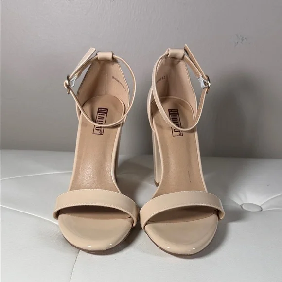 Chic Nude Ankle Strap Heels - Picture 3 of 8